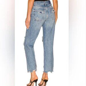 We The Free People Tapered Distressed Baggy Boyfriend Jeans Mid  Blue 28 NWT